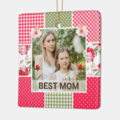 Roze & Groene Waterverf Bloemenpatchwork Moeder Keramisch Ornament (Links)