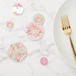 Roze & Groene Waterverf Bloementafel Scatter Confetti