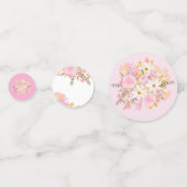 Roze & Groene Waterverf Bloementafel Scatter Confetti (Voorkanten)