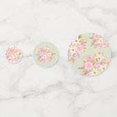 Roze & Groene Waterverf Bloementafel Scatter Confetti (Achterkanten)