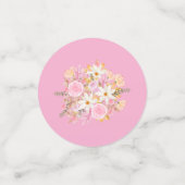 Roze & Groene Waterverf Bloementafel Scatter Confetti (Kleine voorkant)