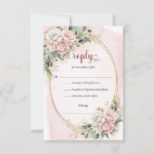 Roze Groene Waterverf Bruiloft RSVP Kaart (Voorkant)