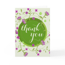 Roze Groene Waterverf Fijne Bloemen Dank u