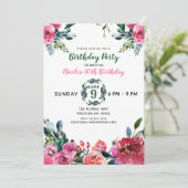 Roze groene Waterverf  Floral Chic Birthday Kaart (Staand voorkant)