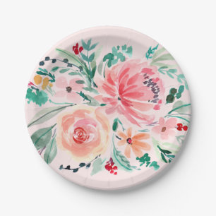 Roze groene Waterverf Floral paper Bord