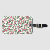 Roze groene Waterverf Floral Pineapples Patroon Bagagelabel (Voorkant (horizontaal))