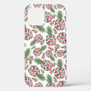 Roze groene Waterverf Floral Pineapples Patroon Case-Mate iPhone Case