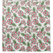 Roze groene Waterverf Floral Pineapples Patroon Douchegordijn (Voorkant)