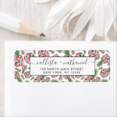 Roze groene Waterverf Floral Pineapples Patroon Etiket (Insitu)