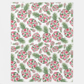 Roze groene Waterverf Floral Pineapples Patroon Fleece Deken (Voorkant)