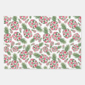 Roze groene Waterverf Floral Pineapples Patroon Inpakpapier Vel (Voorkant)