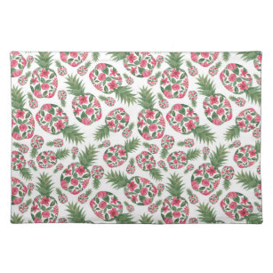 Roze groene Waterverf Floral Pineapples Patroon Placemat
