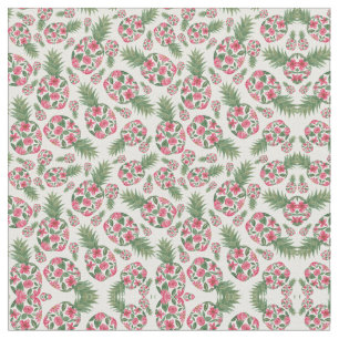Roze groene Waterverf Floral Pineapples Patroon Stof