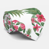 Roze groene Waterverf Floral Pineapples Patroon Stropdas (Opgerold)