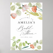 Roze groene Waterverf Floral Vrijgezellenfeest Wel Poster (Voorkant)