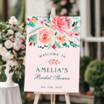 Roze groene Waterverf Floral Vrijgezellenfeest Wel Poster<br><div class="desc">Roze groene Waterverf Floral Vrijgezellenfeest WelkomstPoster</div>