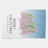 Roze Groene Waterverf Kerstboom Artistiek Theedoek (Horizontaal)