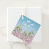 Roze groene Waterverf kerstboom Bedankjes Labels (In situ)