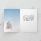 Roze groene Waterverf kerstboom Feestdagen Kaart (Binnen)