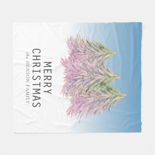 Roze groene Waterverf kerstboom Fleece Deken (Voorkant (Horizontaal))