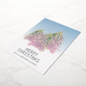 Roze groene Waterverf kerstboom Folie Feestdagenkaart (Gedraaid)