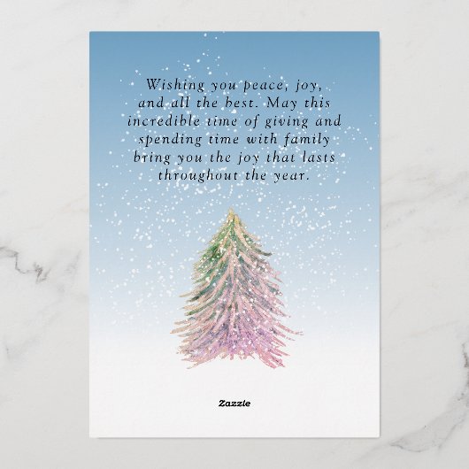 Roze groene Waterverf kerstboom Folie Feestdagenkaart (Achterkant)