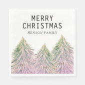 Roze groene Waterverf kerstboom Servet (Voorkant)