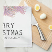 Roze groene Waterverf kerstboom Theedoek (Quarter Fold)