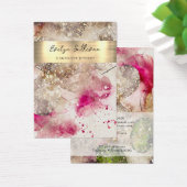 Roze groene waterverf ketting display kaart (Bureau)