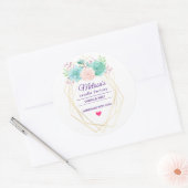 Roze & Groene Waterverf Sappige Kaarszeep Ronde Sticker (Envelop)