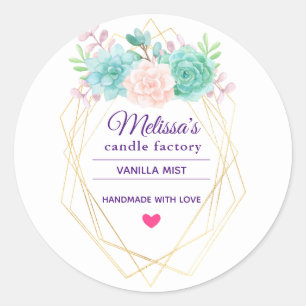 Roze & Groene Waterverf Sappige Kaarszeep Ronde Sticker