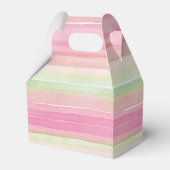 Roze groene Waterverf Stripe Cadebox Bedankdoosjes (Achterkant)