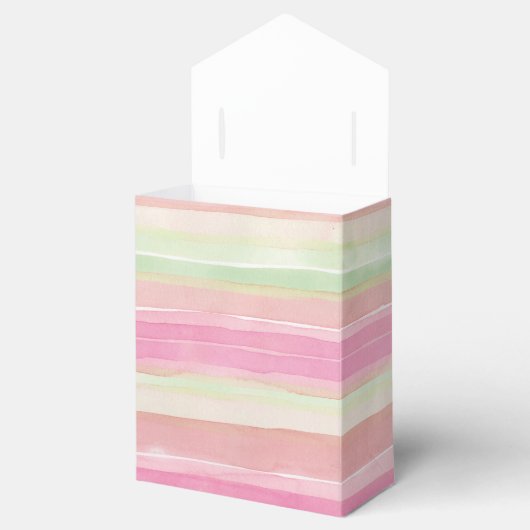 Roze groene Waterverf Stripe Cadebox Bedankdoosjes (Geopend)