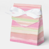 Roze groene Waterverf Stripe Cadebox Bedankdoosjes (Voorkant Zijde)