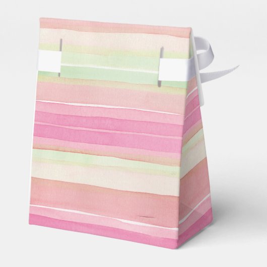 Roze groene Waterverf Stripe Cadebox Bedankdoosjes (Achterkant)