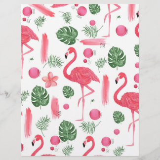 Roze groene waterverf tropische flamingo floral flyer