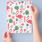 Roze groene waterverf tropische flamingo floral flyer (Hand)