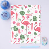 Roze groene waterverf tropische flamingo floral flyer (Enkel)