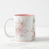 Roze Groene Waterverf Vrouwelijke Bloemen Moederda Tweekleurige Koffiemok (Links)