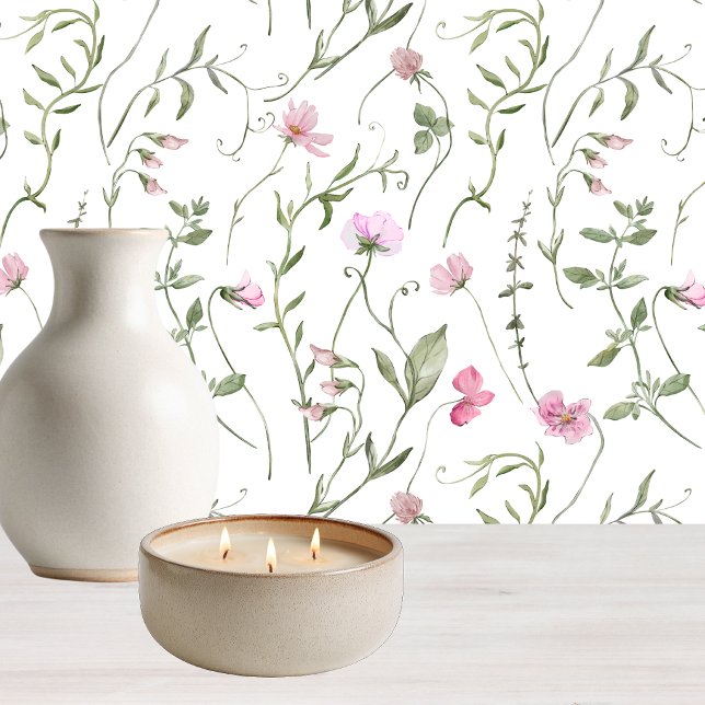 Roze groene waterverf wildbloem behang (Creator heeft geüpload)