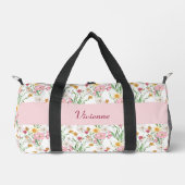 Roze groene waterverf wildbloem monogram plunjezak (Voorkant)