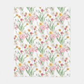 Roze Groene Waterverf Wilde Bloem Fleece Deken (Voorkant)