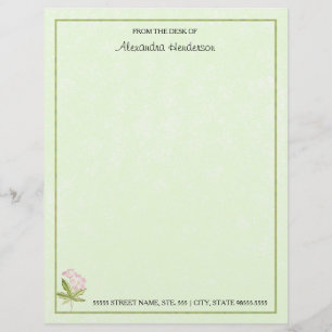  roze groene Waterverf Wilde bloem met naam Briefhoofd