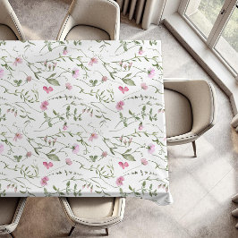 Roze Groene Waterverf Wilde Bloem Tafelkleed