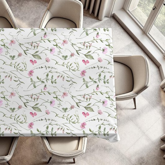 Roze Groene Waterverf Wilde Bloem Tafelkleed