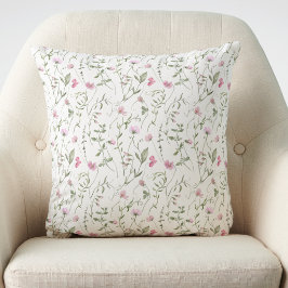 Roze Groene Waterverf Wildflower Worp Kussen