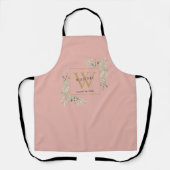 Roze Groene Waterverf Zwart Gouden Monogram Schort (Voorkant)