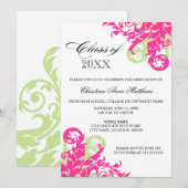 Roze groene wervelkolom Afstuderen Aankondiging (Voorkant / Achterkant)