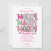 Roze Groene Whimsical Kerstmis Kaart (Voorkant)