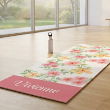 Roze Groene Wilde Bloem Waterverf Aangepaste Naam